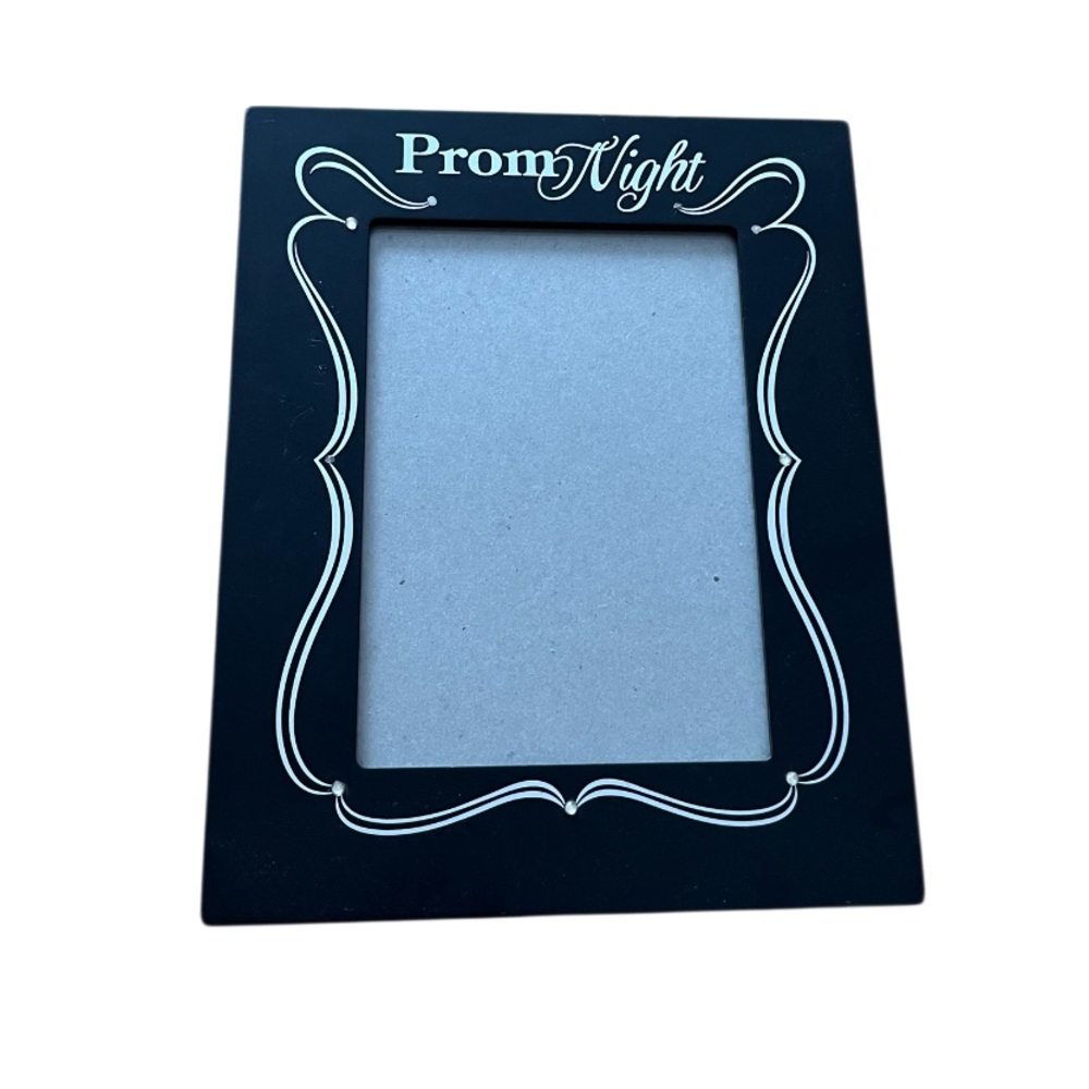 PromNight Black Decorative Photo Frame with White Scroll Accent